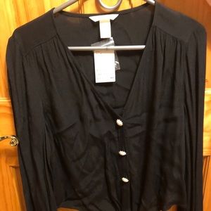 H&M Black blouse buttons new size 4